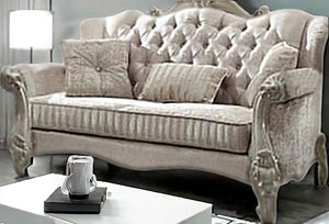 Homeroots 69" Ivory Chesterfield Loveseat And Toss Pillows Ivory  374220