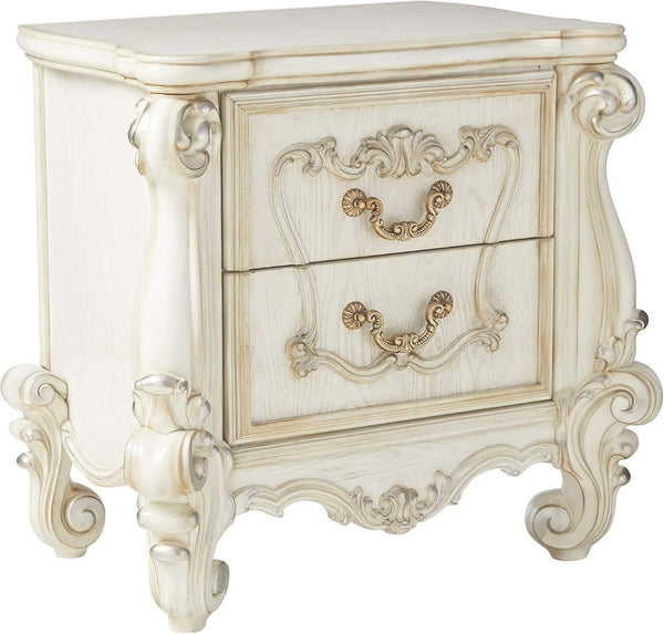 HomeRoots 31" Elegant Brown Two-Drawer Nightstand with Ample Storage for Bedroom or Living Room Accents Bone White 374222