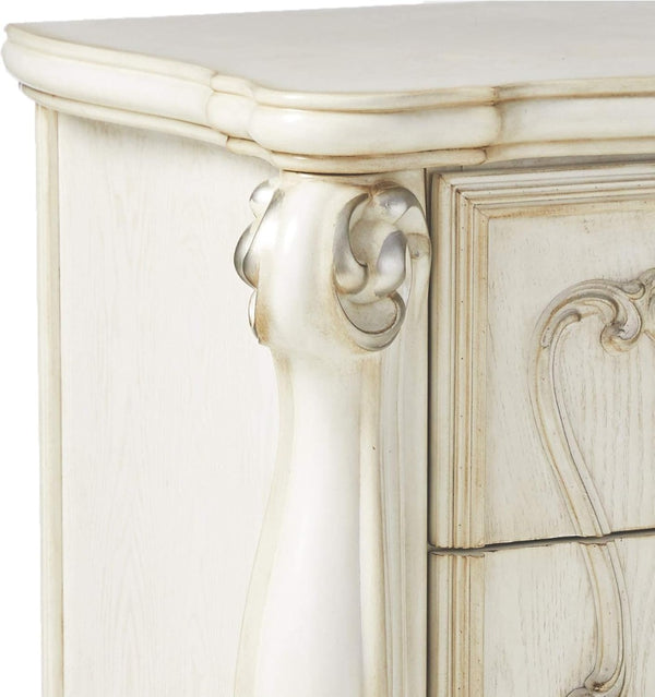 HomeRoots 31" Elegant Brown Two-Drawer Nightstand with Ample Storage for Bedroom or Living Room Accents Bone White 374222