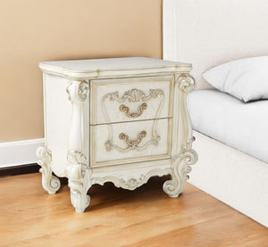 HomeRoots 31" Elegant Brown Two-Drawer Nightstand with Ample Storage for Bedroom or Living Room Accents Bone White 374222