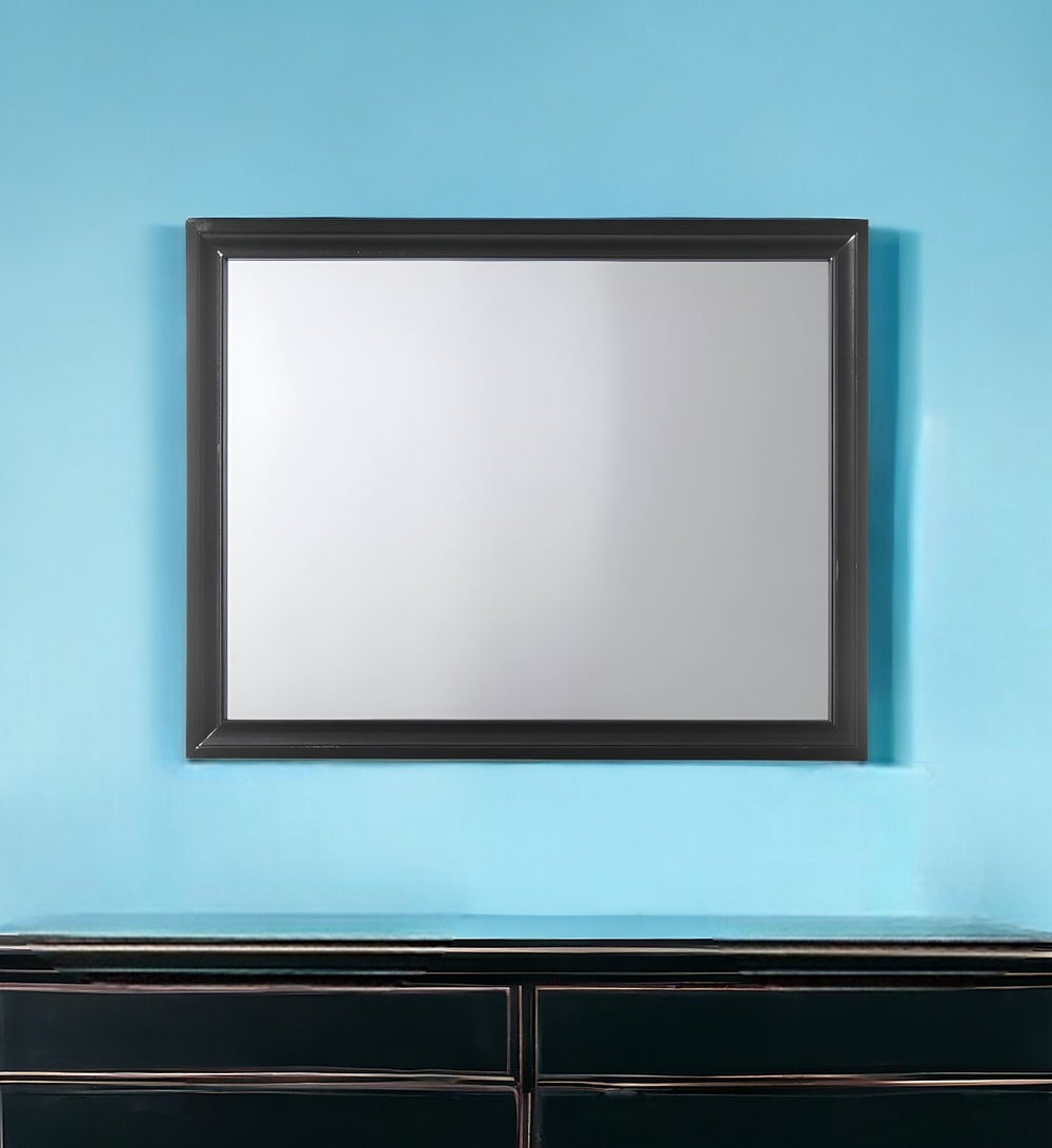 Homeroots 36" Black Wood Framed Mounted Dresser Mirror  Glass 374223