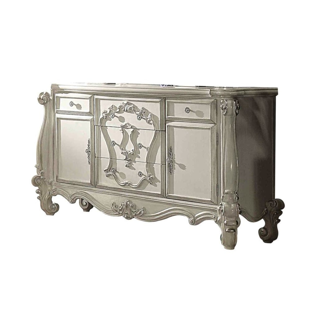 HomeRoots 70" Bone White Solid Wood Dresser with Six Smooth-Gliding Drawers and Elegant Storage Solutions 6 374225
