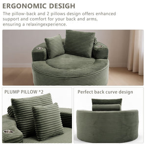 English Elm Round Cloud Sectional Sofa Bed with Memory Foam Cushions for Studio Living Spaces Green W3224P444283