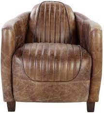 Homeroots 29" Brown Faux Leather Distressed Barrel Chair   374235