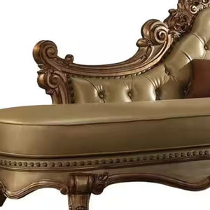 Homeroots 81" Bone And Pearl Faux Leather Tufted Lounge Chair   374240