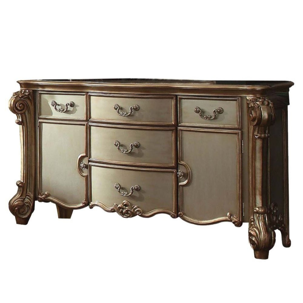 HomeRoots 70" Bone White Solid Wood Dresser with Six Smooth-Gliding Drawers and Elegant Storage Solutions 5 374244