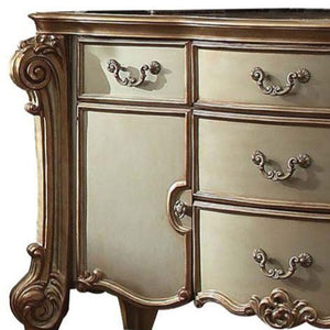 Homeroots 71" Gold Solid Wood Dresser Gold Patina & Bone Solid Wood 374244