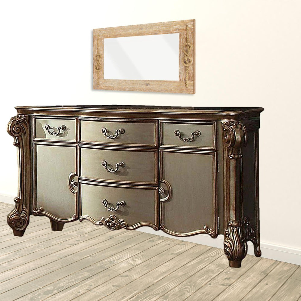 HomeRoots 70" Bone White Solid Wood Dresser with Six Smooth-Gliding Drawers and Elegant Storage Solutions 5 374244