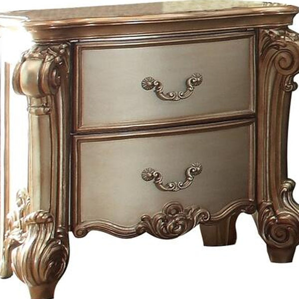 Homeroots 30" Bone Two Drawers Nightstand   374248