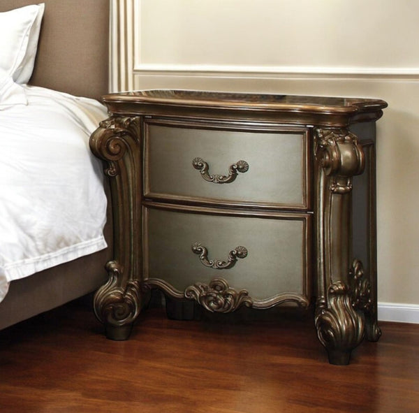 HomeRoots 30" Elegant Bone Wood Nightstand with Two Drawers for Stylish Storage and Versatile Use in Any Room 374248