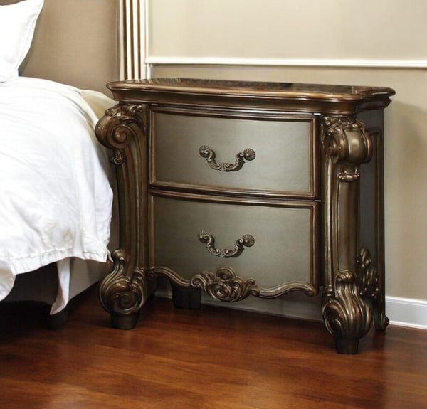 HomeRoots 30" Elegant Bone Wood Nightstand with Two Drawers for Stylish Storage and Versatile Use in Any Room 374248