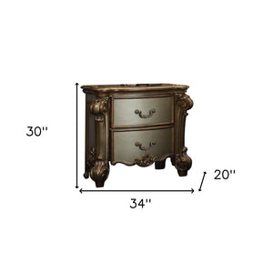 HomeRoots 30" Elegant Bone Wood Nightstand with Two Drawers for Stylish Storage and Versatile Use in Any Room 374248