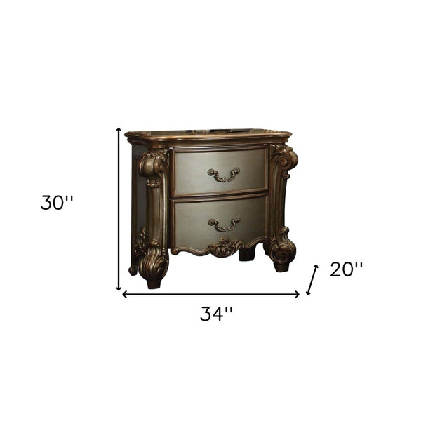 HomeRoots 30" Elegant Bone Wood Nightstand with Two Drawers for Stylish Storage and Versatile Use in Any Room 374248