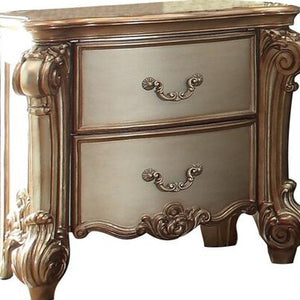 Homeroots 30" Bone Two Drawers Nightstand   374248