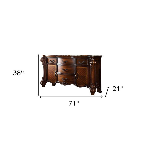 71 Inch Solid Wood Five Drawer Dresser for Bedroom Spacious Storage Chest