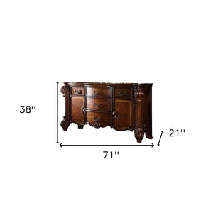 Homeroots 71" Solid Wood Five Drawer Dresser Cherry Solid Wood 374249