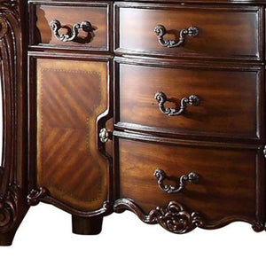 Homeroots 71" Solid Wood Five Drawer Dresser Cherry Solid Wood 374249