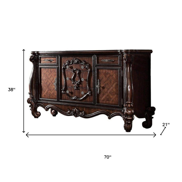 HomeRoots 70" Bone White Solid Wood Dresser with Six Smooth-Gliding Drawers and Elegant Storage Solutions 5 374251