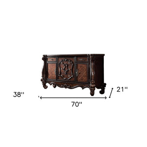 Homeroots 70" Cherry Oak Solid Wood Five Drawer Combo Dresser Cherry Oak Solid Wood 374251