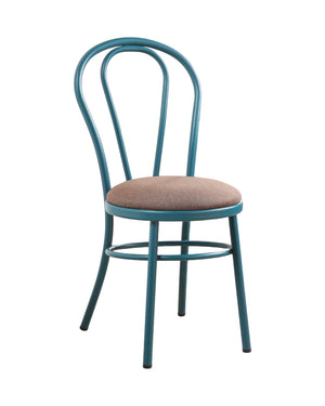 Homeroots Set Of Two Taupe And Teal Blue Upholstered Dining Side Chairs  Metal 374284