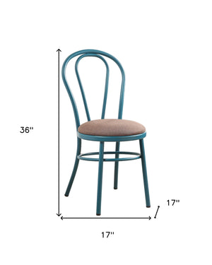 Homeroots Set Of Two Taupe And Teal Blue Upholstered Dining Side Chairs  Metal 374284
