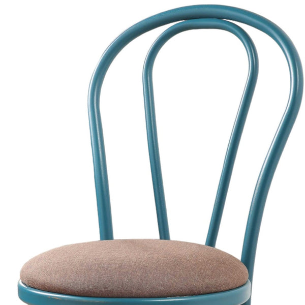Homeroots Set Of Two Taupe And Teal Blue Upholstered Dining Side Chairs  Metal 374284