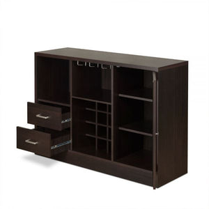 Homeroots 47" Espresso Solid Wood Frame With Five Shelves And Two Drawers Espresso Solid Wood 374285