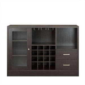 Homeroots 47" Espresso Solid Wood Frame With Five Shelves And Two Drawers Espresso Solid Wood 374285