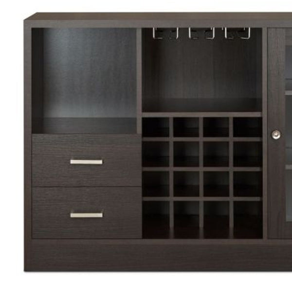Homeroots 47" Espresso Solid Wood Frame With Five Shelves And Two Drawers Espresso Solid Wood 374285