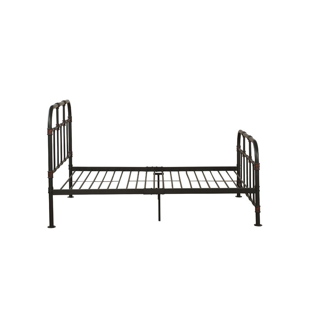 Homeroots Gray Industrial Pipe Design Full Bed Frame Sandy Gray Metal 374288