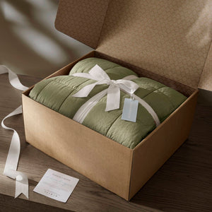 English Elm 3-piece French Linen Quilt Set Garment Washed Breathable Box Stitched Bedding Olive Green B035P408301
