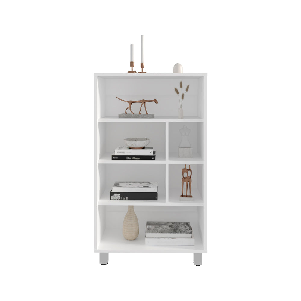 English Elm Bellagio 40" Tall Four-Tier Shelf Cabinet White – 6 Cubbies, Slim 23.6"W x 11.8"D Storage Solution B070P254750