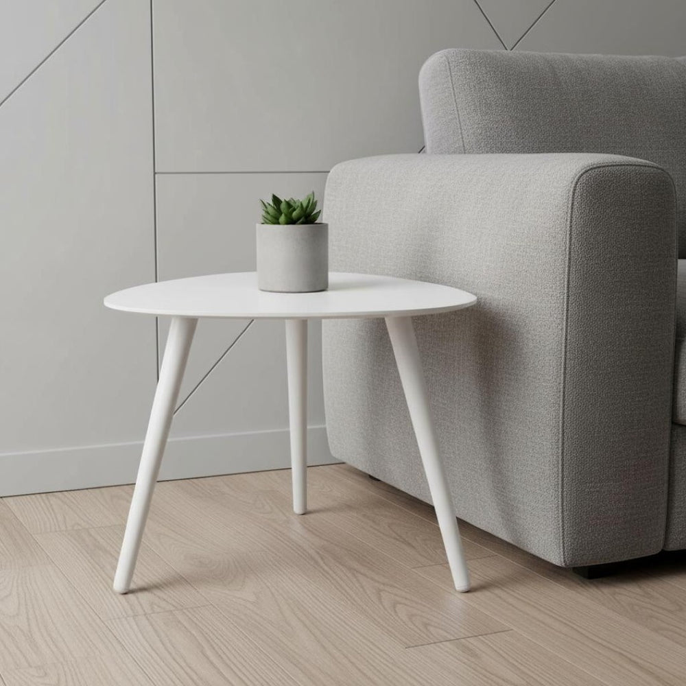 HomeRoots 14" Modern White Aluminum End Table - Stylish, Durable Accent Piece for Living Room & Entryway 374310