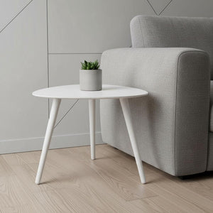 HomeRoots 14" Modern White Aluminum End Table - Stylish, Durable Accent Piece for Living Room & Entryway 374310