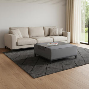 HomeRoots 40" Gray Linen Cocktail Ottoman - Stylish Multi-Functional Seating & Coffee Table for Modern Spaces 374313