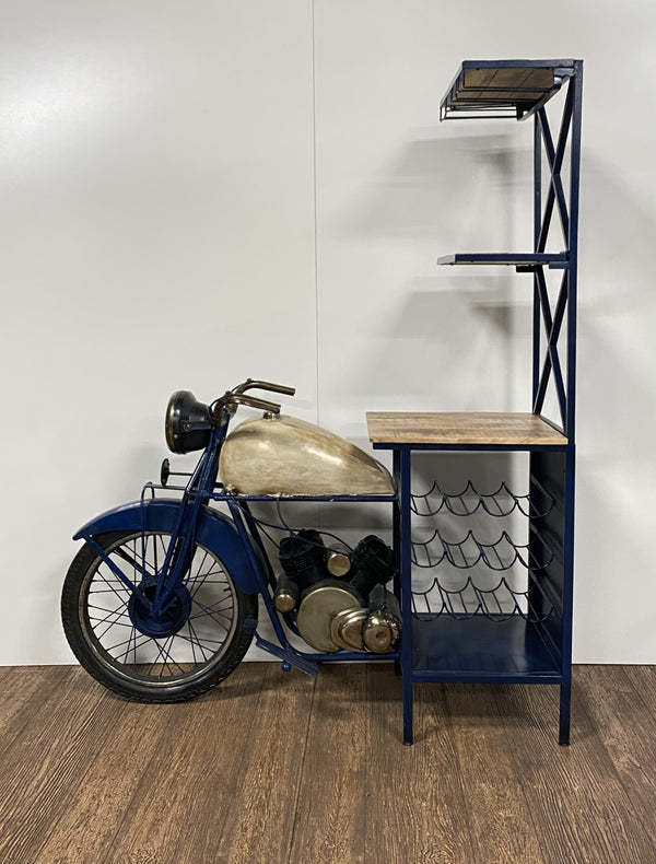 Homeroots 20.5" X 58" X 71" Blue Half-bike Bar  Wood 374316