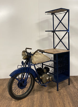 Homeroots 20.5" X 58" X 71" Blue Half-bike Bar  Wood 374316