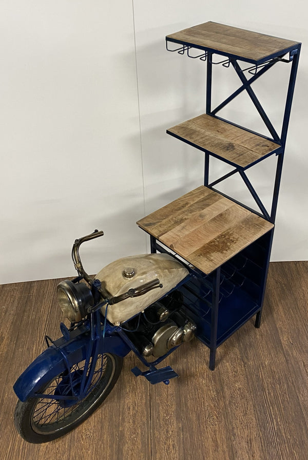 Homeroots 20.5" X 58" X 71" Blue Half-bike Bar  Wood 374316