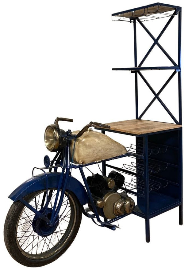 Homeroots 20.5" X 58" X 71" Blue Half-bike Bar  Wood 374316