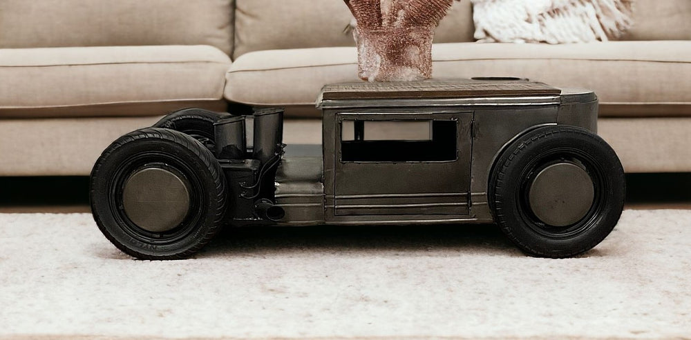 Homeroots 26" Brown And Black Solid Wood Coffee Table   374324