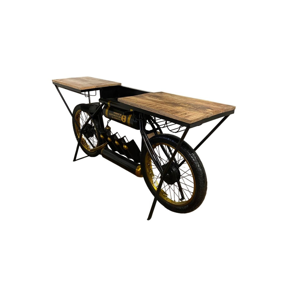HomeRoots Black Bar Cart with Gold Accents - Stylish Iron Frame & Solid Wood Top with Wine Storage & Display Space 374332