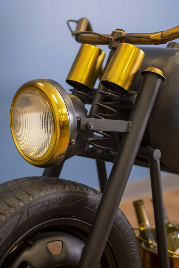 Homeroots Black And Gold Metal And Wood Bar Cart With Wine Storage   374334