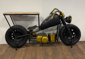 Homeroots Black And Gold Metal And Wood Bar Cart With Wine Storage   374334