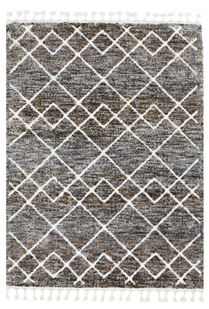 Homeroots 5' X 8' Gray And Ivory Geometric Area Rug  Polyester 374393