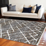 Homeroots 9' X 13' Brown And Ivory Geometric Area Rug  Polyester 374395