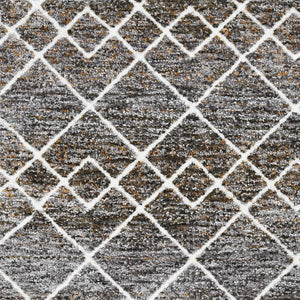 Homeroots 9' X 13' Brown And Ivory Geometric Area Rug  Polyester 374395