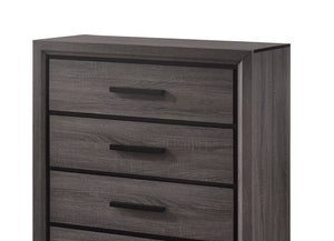English Elm Contemporary Chic Five-Drawer Chest with Chrome Legs, High-Gloss Coating, Smooth Modern Design Gray 38 L x 20 W x 52 H B2741P368908