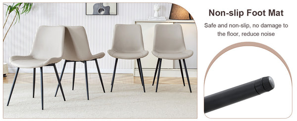 English Elm Scalable Extendable Dining Set Four Chairs Linen Upholstered Walnut Base Modern Walnut+Black,Warm Grey W1151S04717