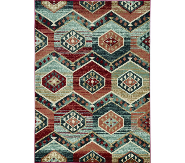 Homeroots 3' X 5' Red Machine Woven Honeycomb Lodge Indoor Area Rug  Polypropylene 374401