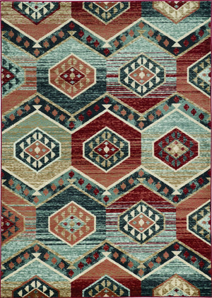 Homeroots 5' X 8' Red Aztec Diamond Area Rug  Polypropylene 374402